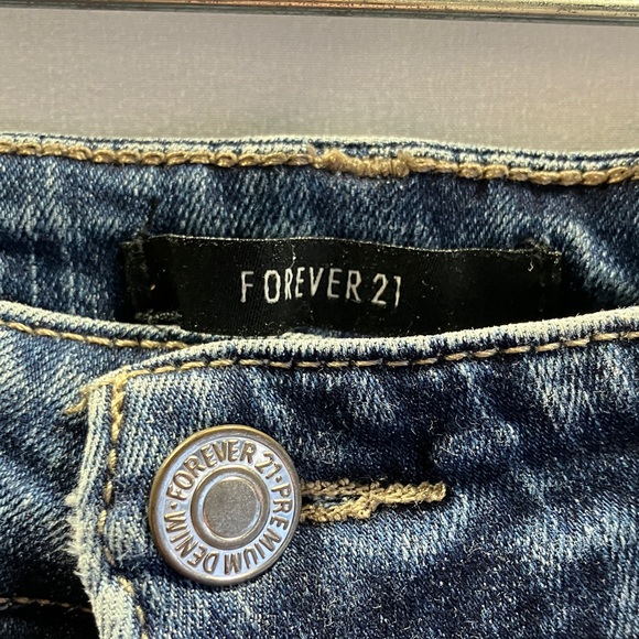 Forever 21 Dark Blue Distressed Jeans - Picture 4 of 5